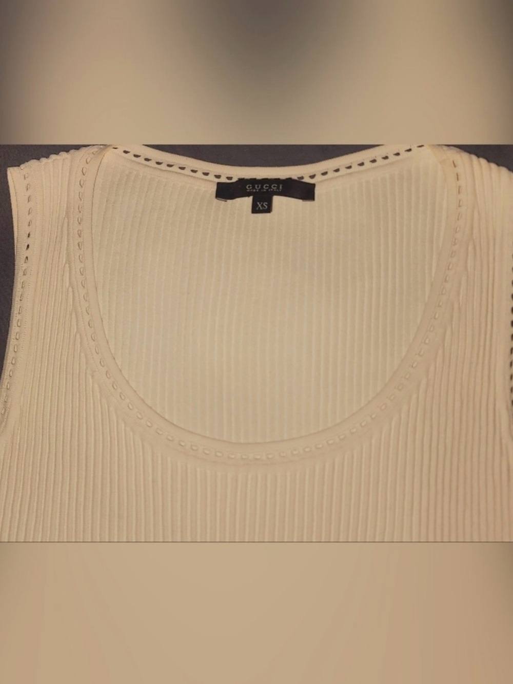 Gucci Viscose Cream Ribbed Tank Top Size XSmall